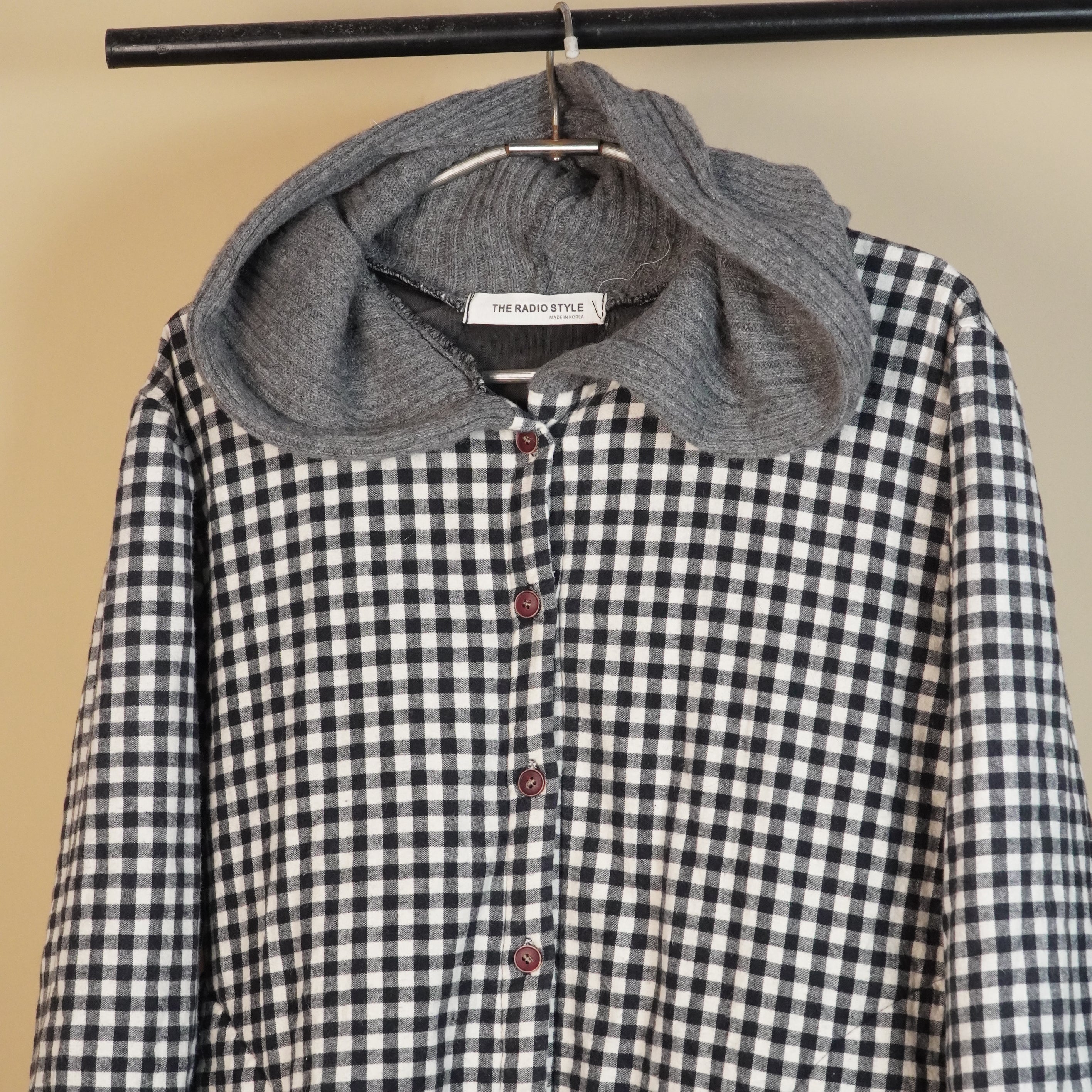 Checkered Hooded Winter Jacket ( SIZE-M )