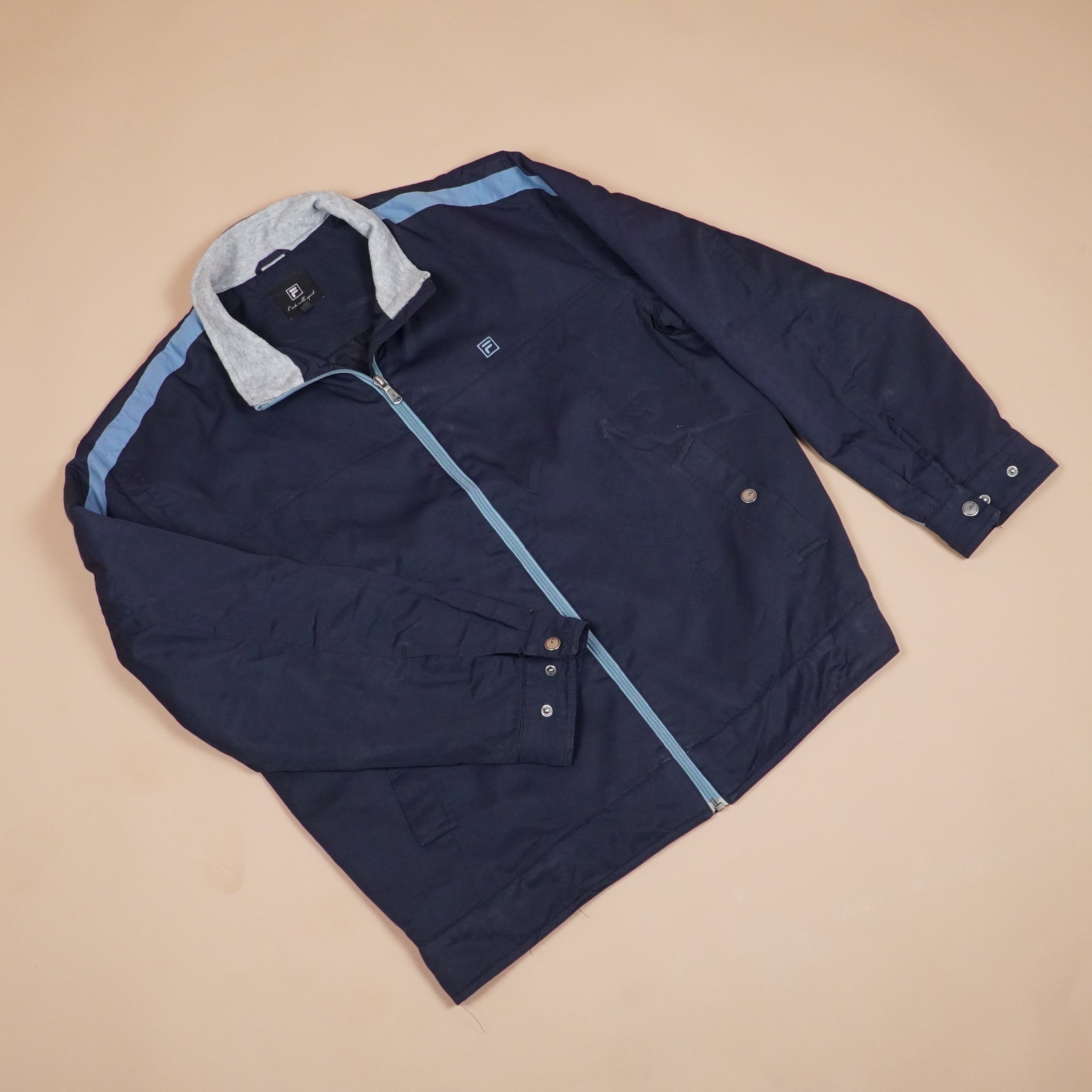 Zip-Up Winter Jacket with Contrast Stripe ( SIZE-M )