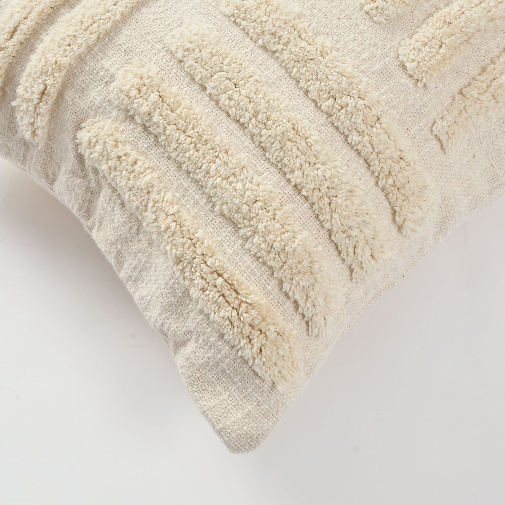 Cream Minimalist Textured Cushion Cover Set – Modern Tufted Decorative Throw Pillows Cover Set for Sofa, Living Room & Bedroom (Pack of 2)