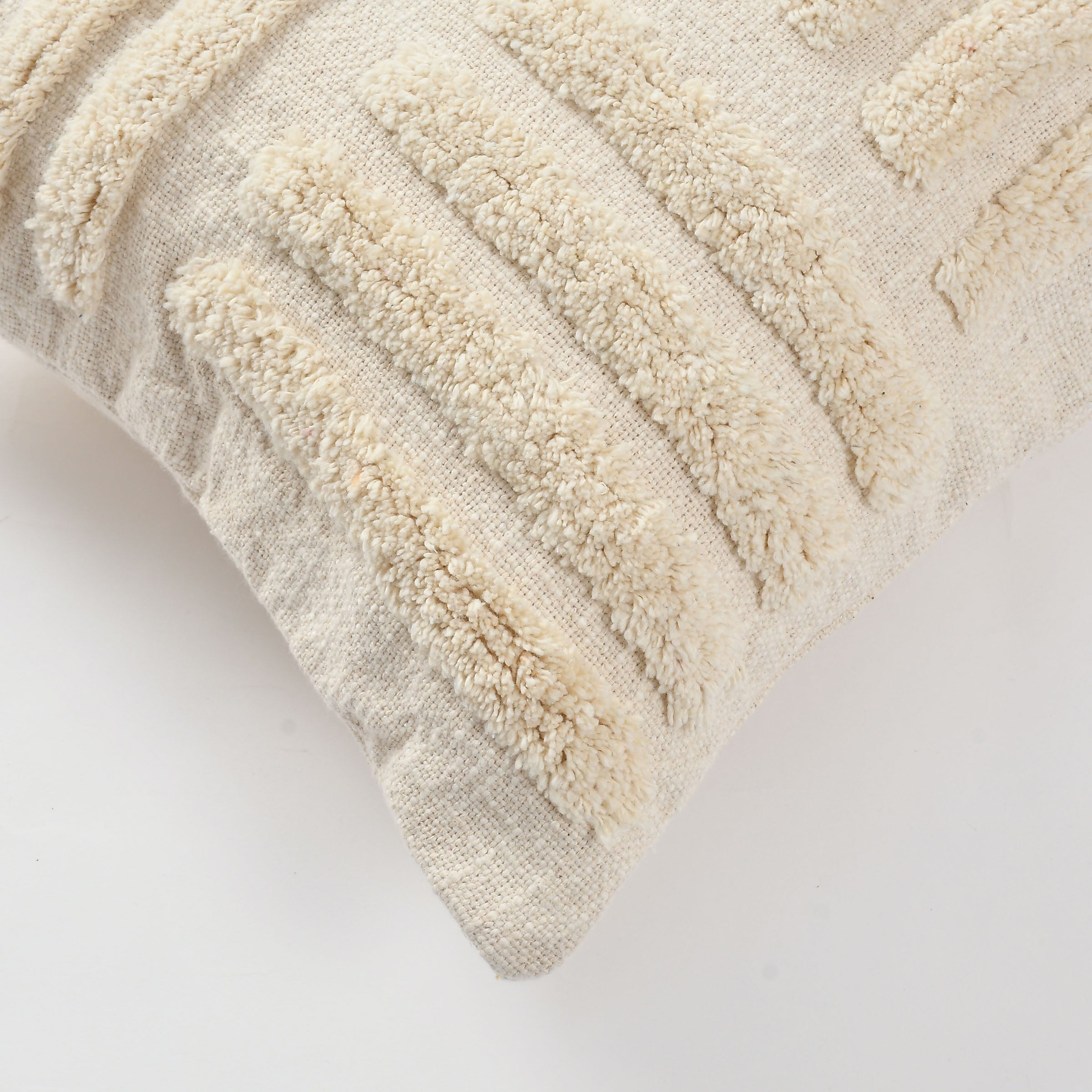 Cream Minimalist Textured Cushion Cover Set – Modern Tufted Decorative Throw Pillows Cover Set for Sofa, Living Room & Bedroom (Pack of 2)