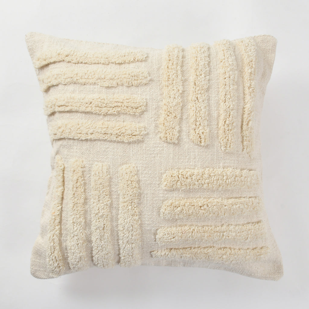 Cream Minimalist Textured Cushion Cover Set – Modern Tufted Decorative Throw Pillows Cover Set for Sofa, Living Room & Bedroom (Pack of 2)