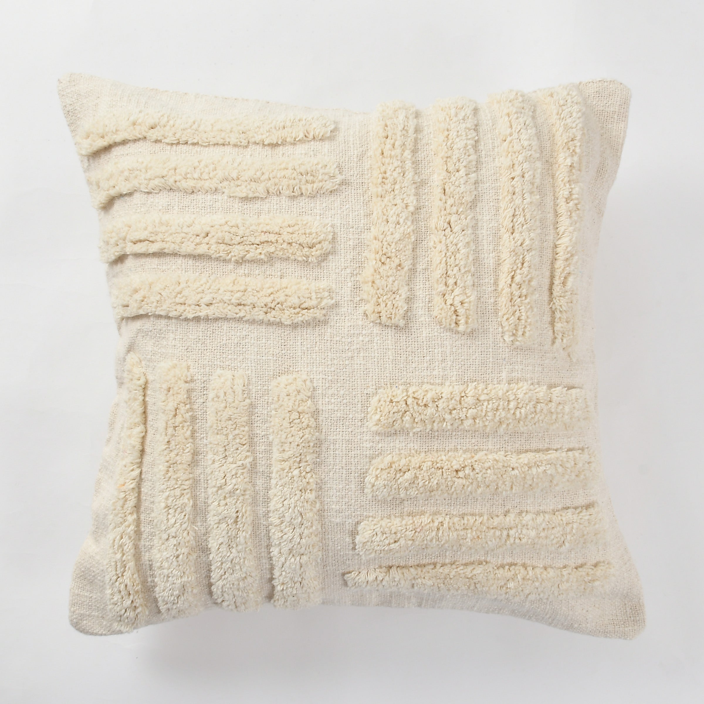 Cream Minimalist Textured Cushion Cover Set – Modern Tufted Decorative Throw Pillows Cover Set for Sofa, Living Room & Bedroom (Pack of 2)