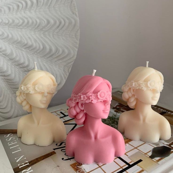 PACK OF 3 GIRL HUMAN FACE CANDLE