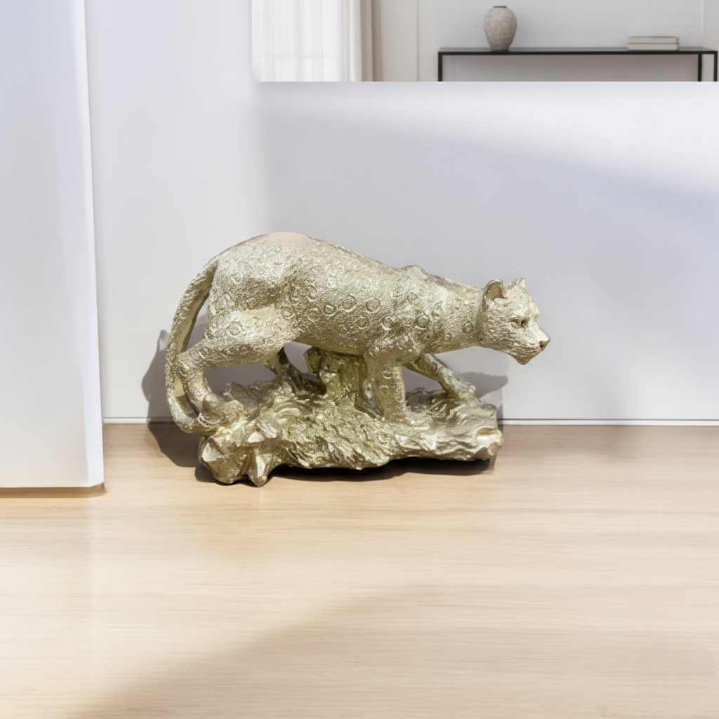 Golden Leopard Statue for Home Decor – Luxury Animal Figurine Showpiece