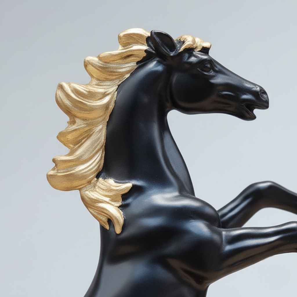 Rearing Black Horse Statue for Home Décor – Luxury Horse Figurine Showpiece