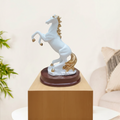 Rearing White & Gold Horse Showpiece for Home Décor