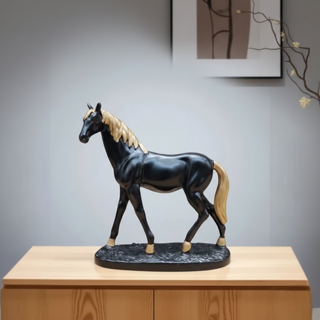 Black Horse Showpiece for Home Décor – Elegant Horse Figurine Statue