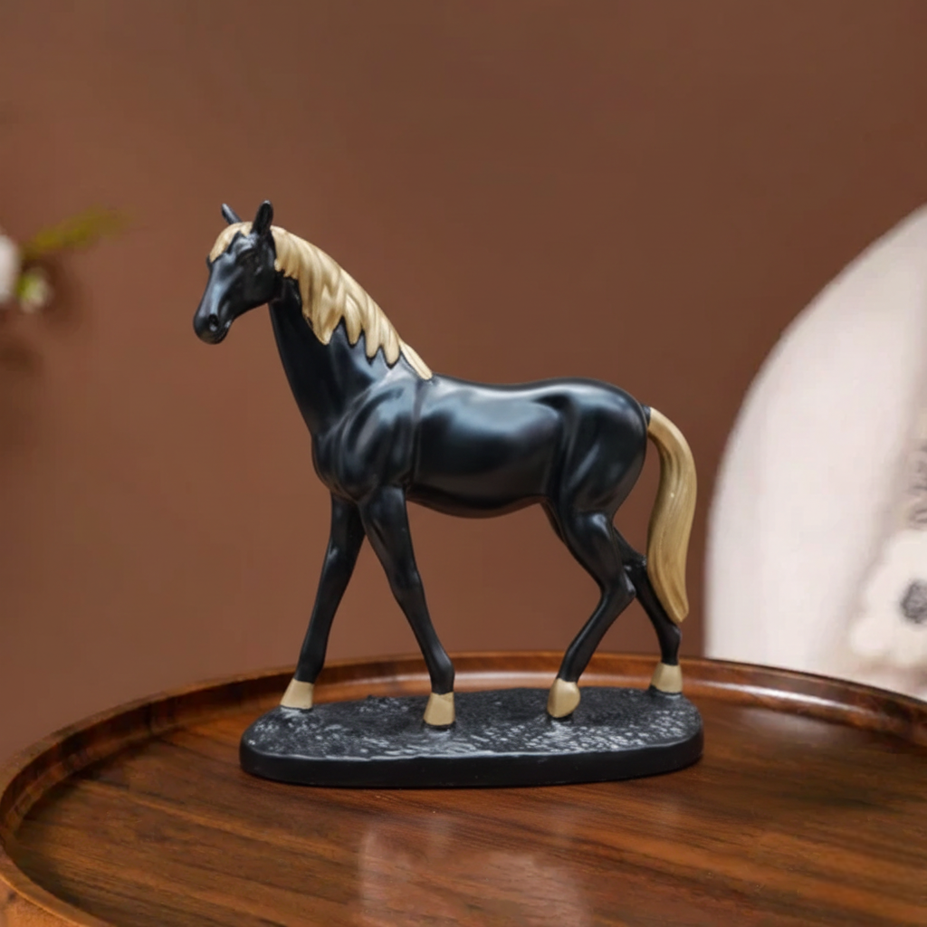 Black Horse Showpiece for Home Décor – Elegant Horse Figurine Statue