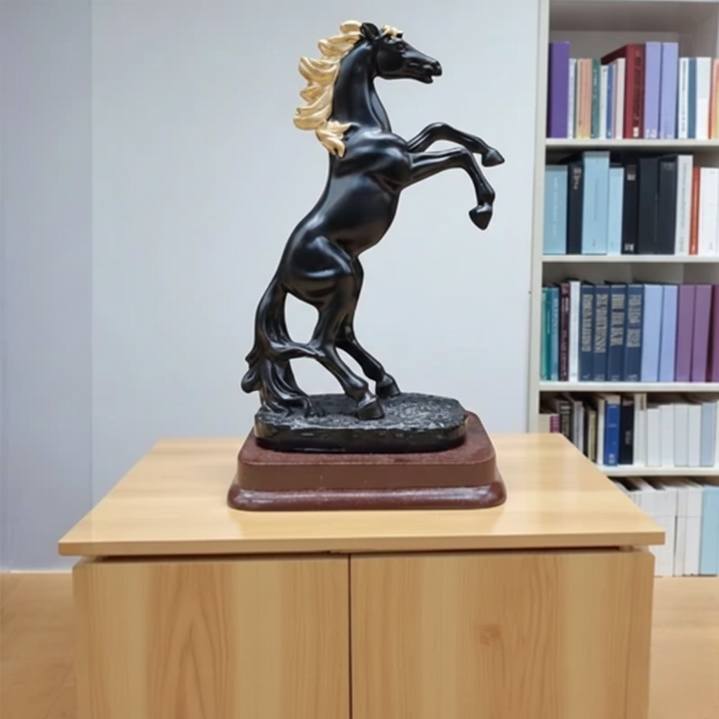 Rearing Black Horse Statue for Home Décor – Luxury Horse Figurine Showpiece
