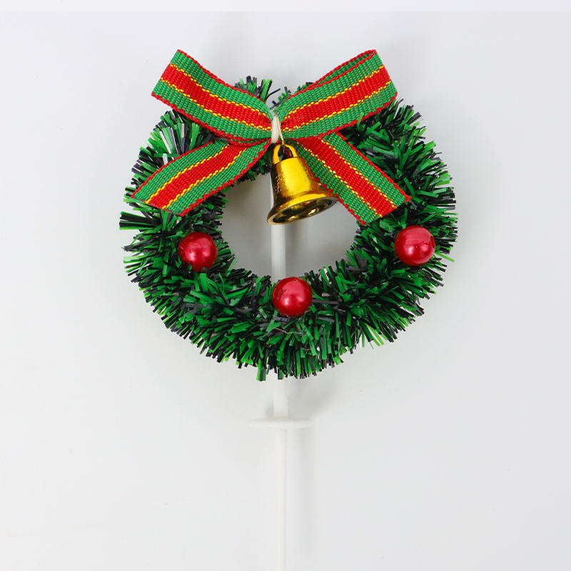 Set of 6 Christmas Wreath & Holly Berry Cake Toppers | Festive Holiday Cupcake Decorations