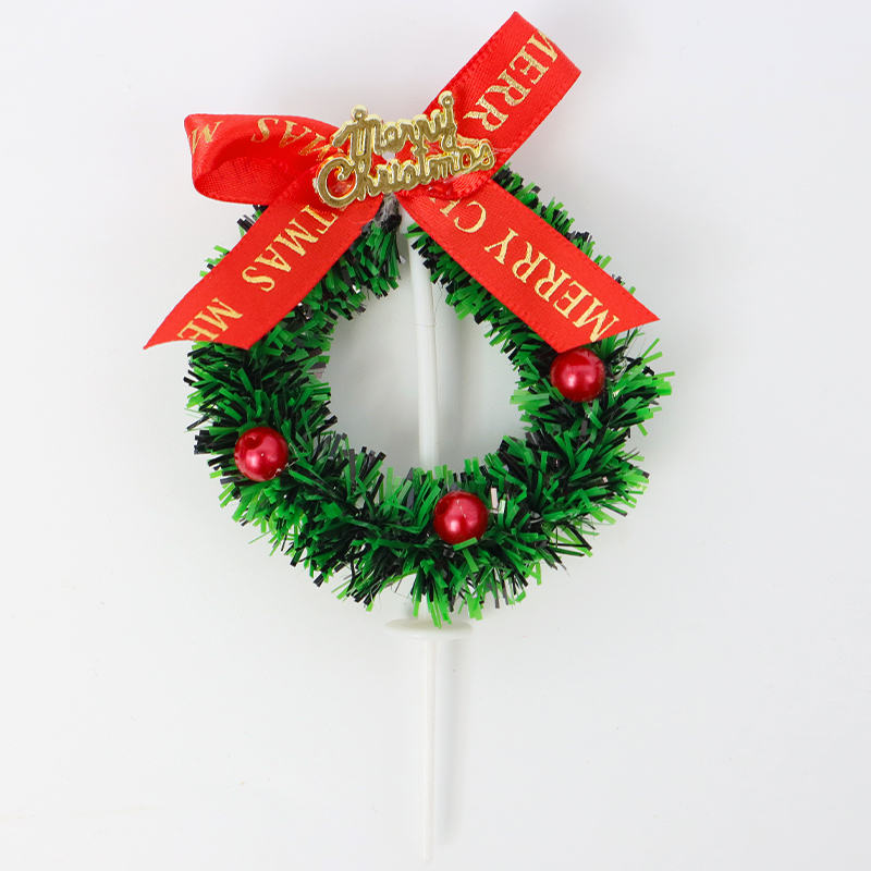 Set of 6 Christmas Wreath & Holly Berry Cake Toppers | Festive Holiday Cupcake Decorations