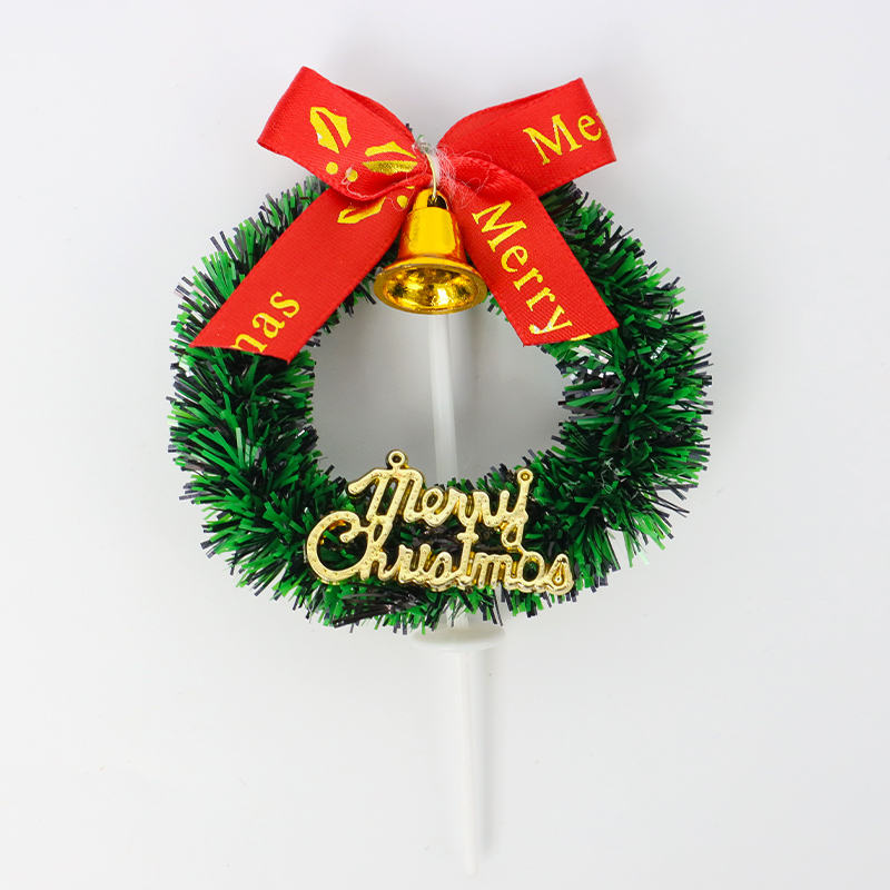 Set of 6 Christmas Wreath & Holly Berry Cake Toppers | Festive Holiday Cupcake Decorations