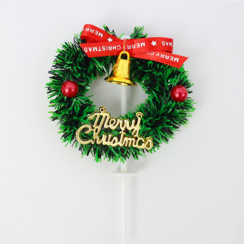 Set of 6 Christmas Wreath & Holly Berry Cake Toppers | Festive Holiday Cupcake Decorations