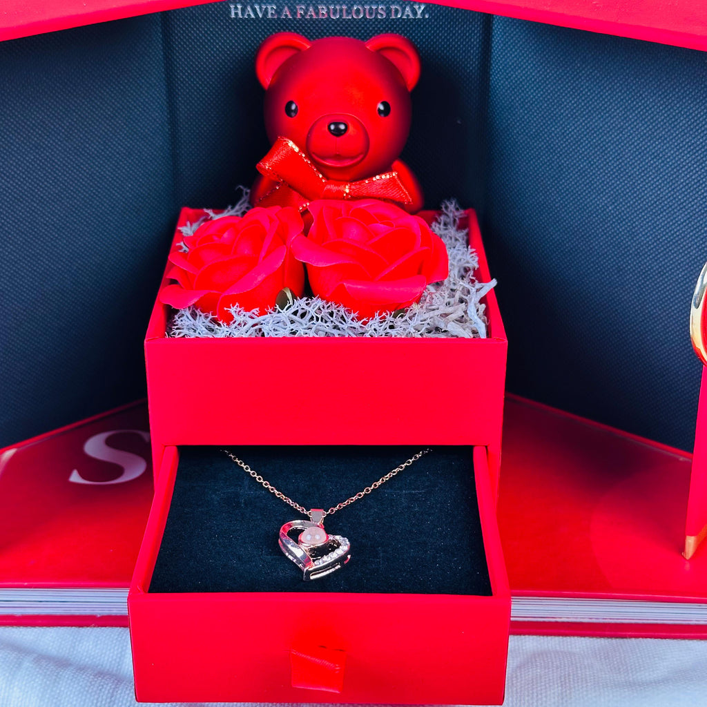 Surprise Gift Box with Roses & Teddy