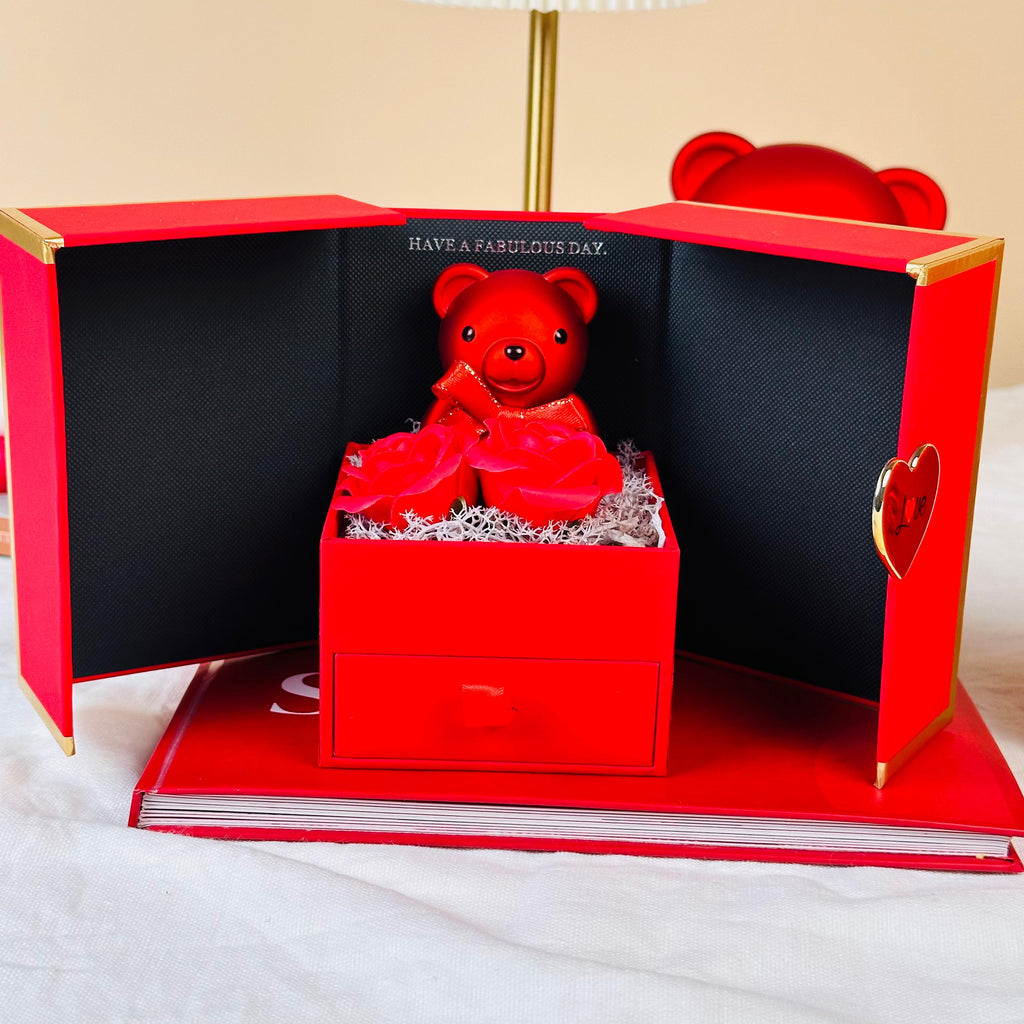 Surprise Gift Box with Roses & Teddy