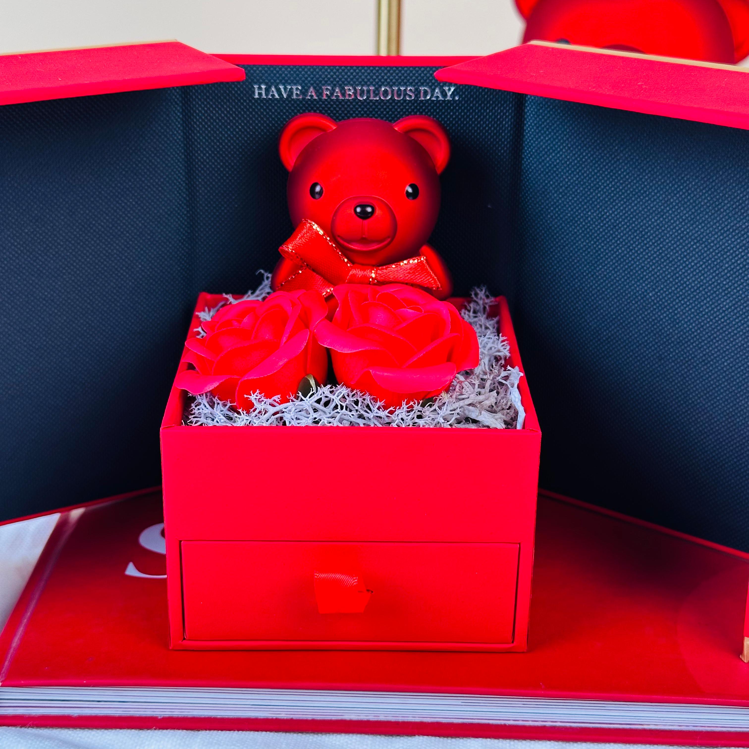 Surprise Gift Box with Roses & Teddy