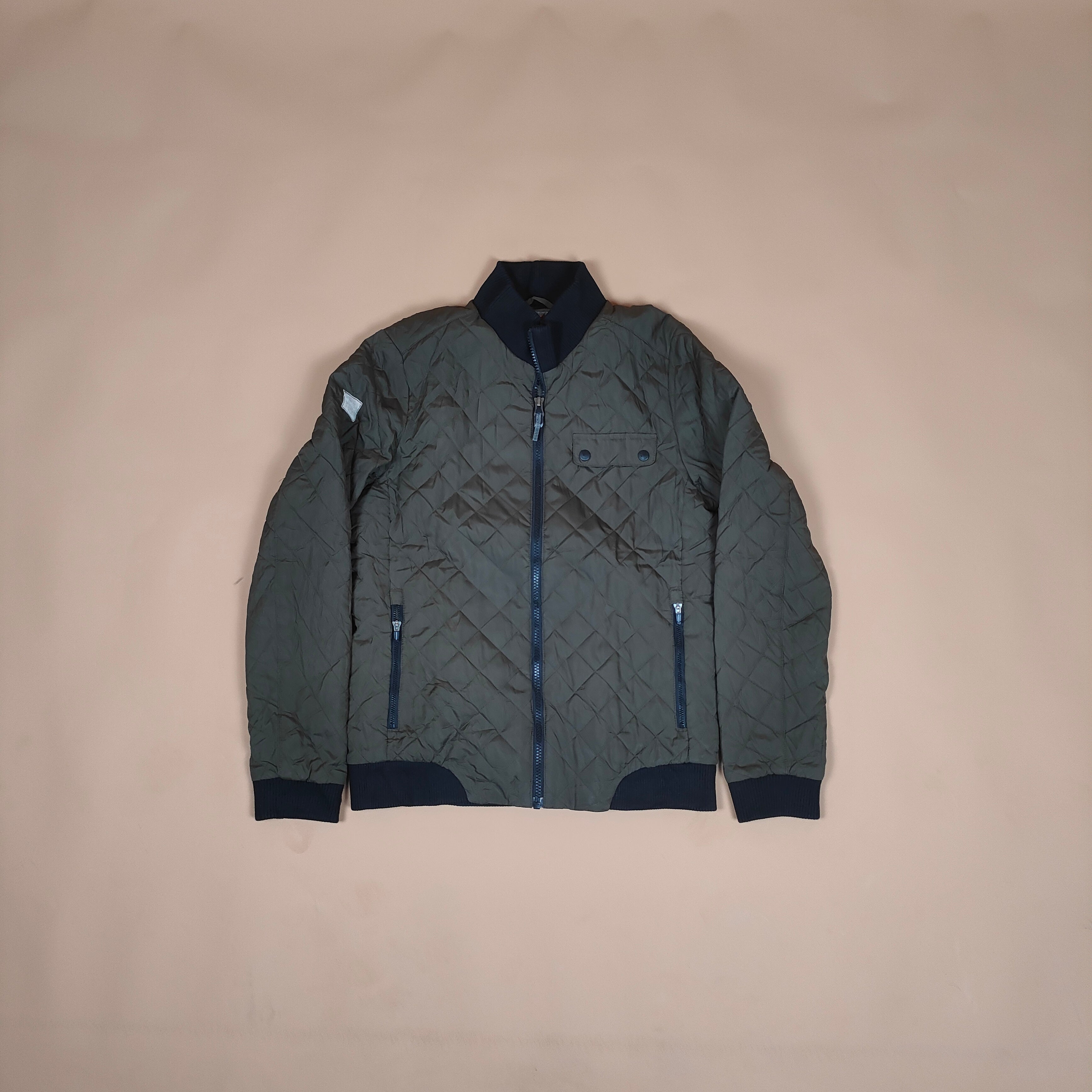 Quilted Bomber Jacket with Ribbed Collar ( SIZE-M )