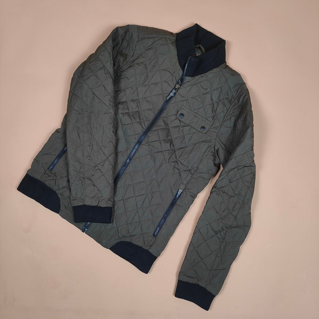 Quilted Bomber Jacket with Ribbed Collar ( SIZE-M )