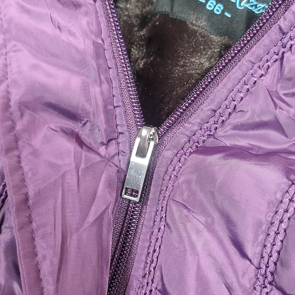 Long Quilted Hooded Winter Coat with Faux-Fur Trim