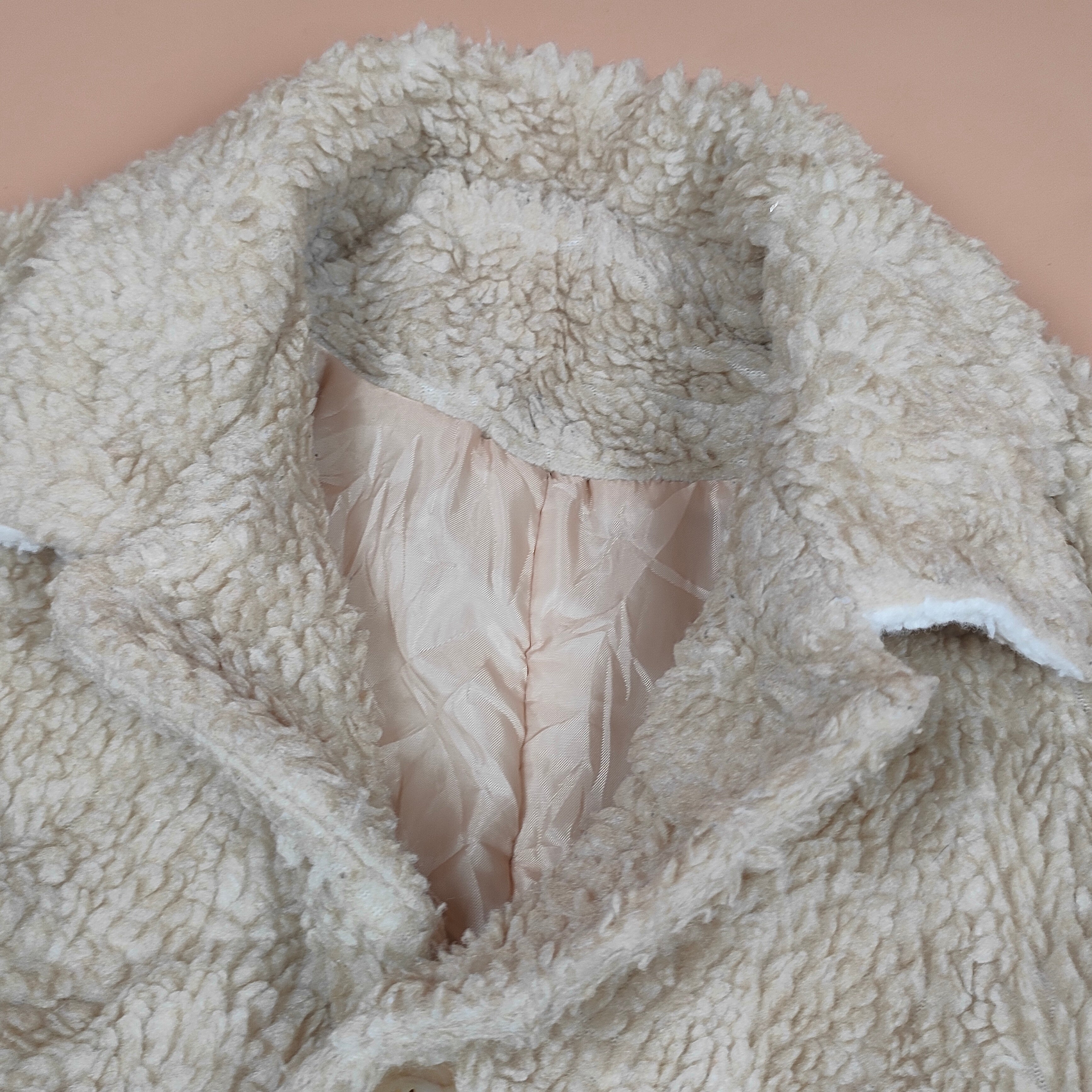 Long Sherpa Fleece Zip-Up Jacket with High Neck ( SIZE-M )