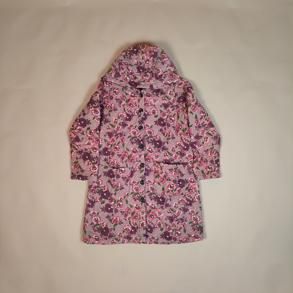 Floral Hooded Quilted Jacket with Button ( SIZE-L )