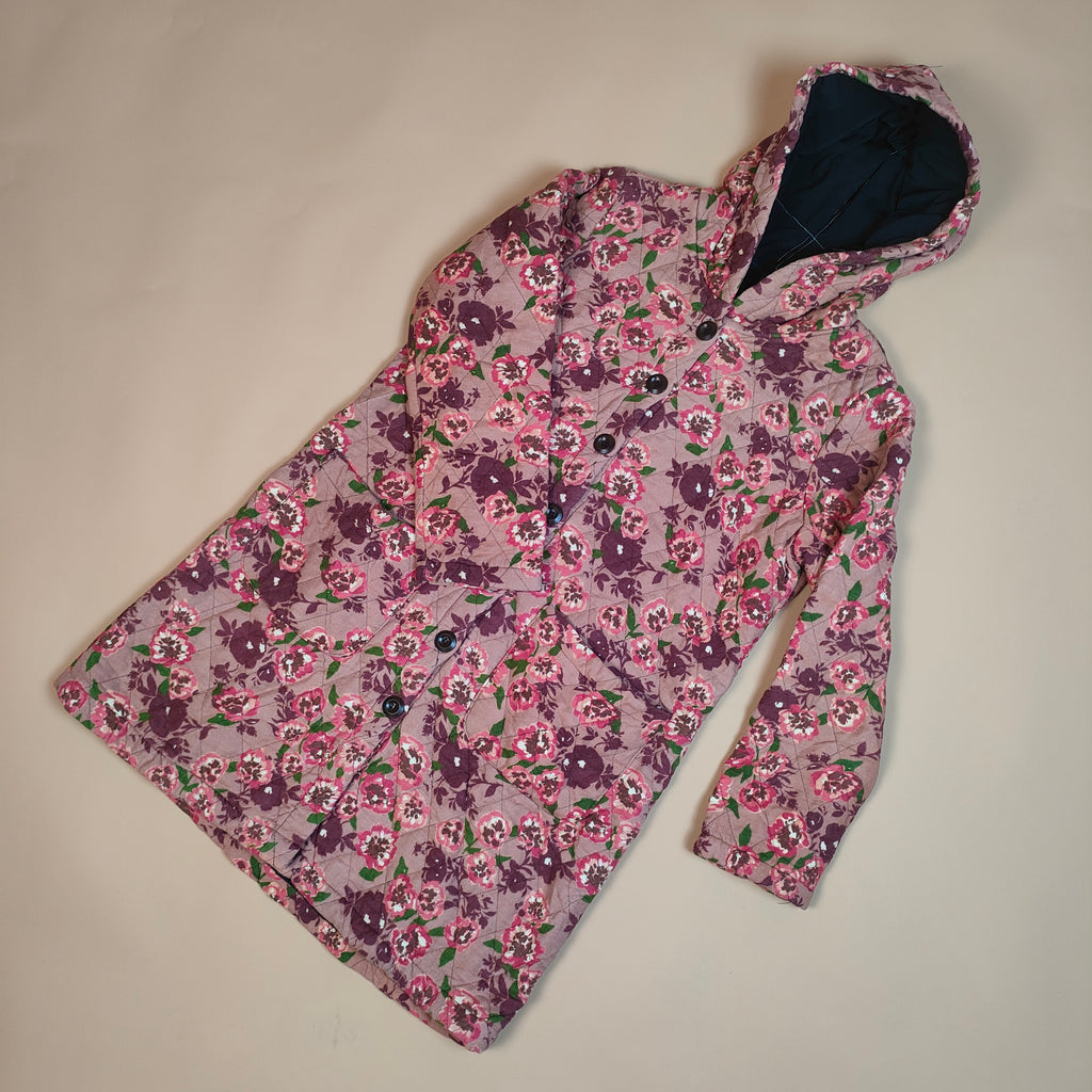 Floral Hooded Quilted Jacket with Button ( SIZE-L )