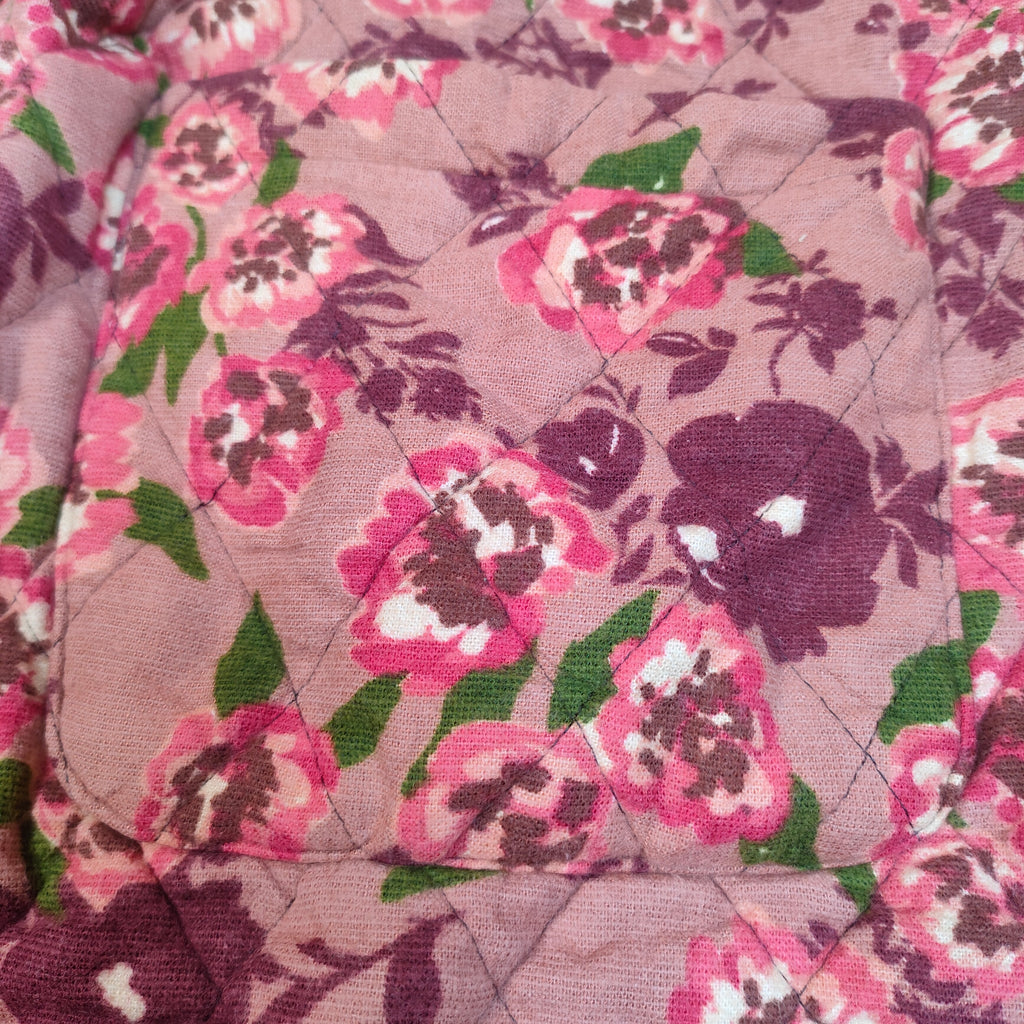 Floral Hooded Quilted Jacket with Button ( SIZE-L )