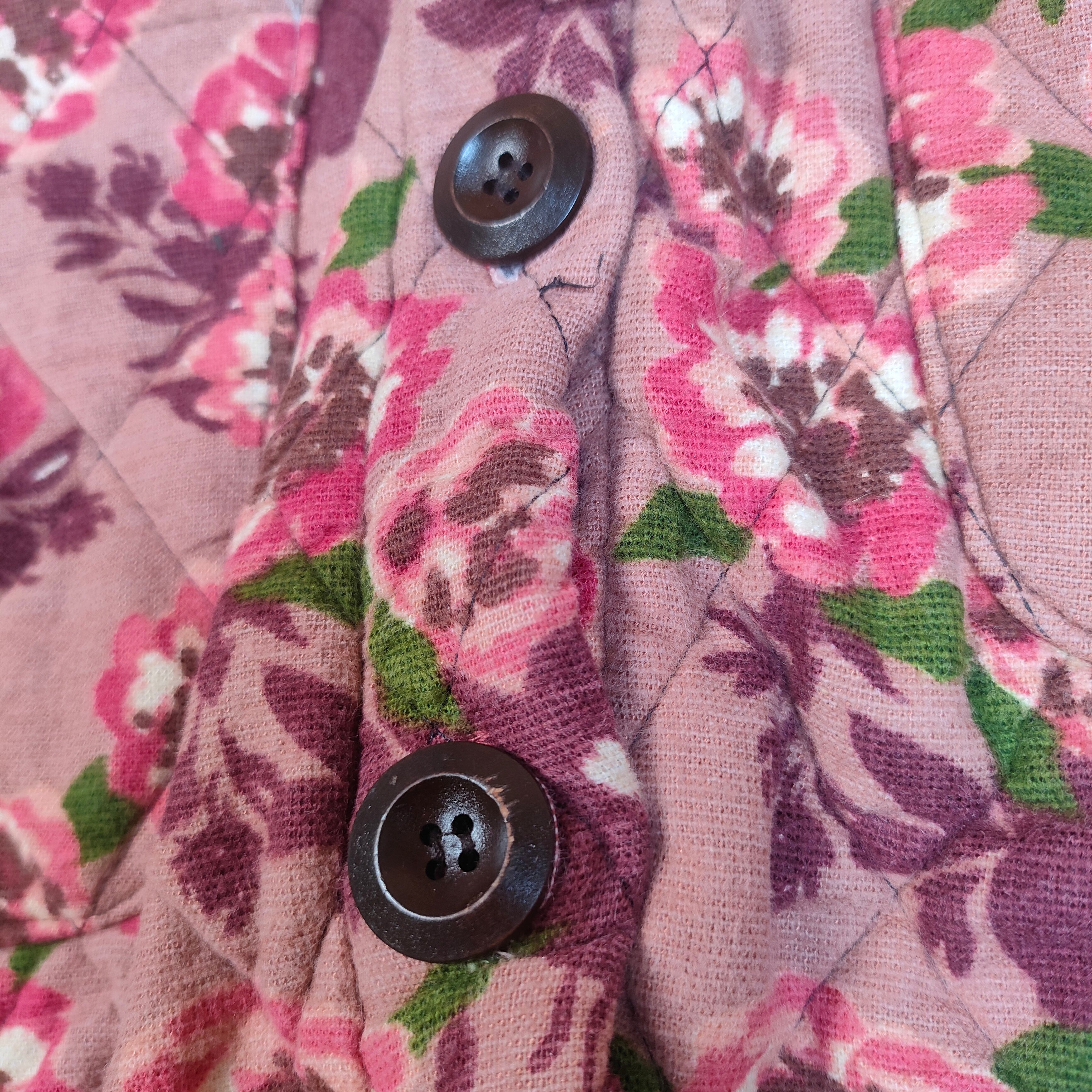 Floral Hooded Quilted Jacket with Button ( SIZE-L )