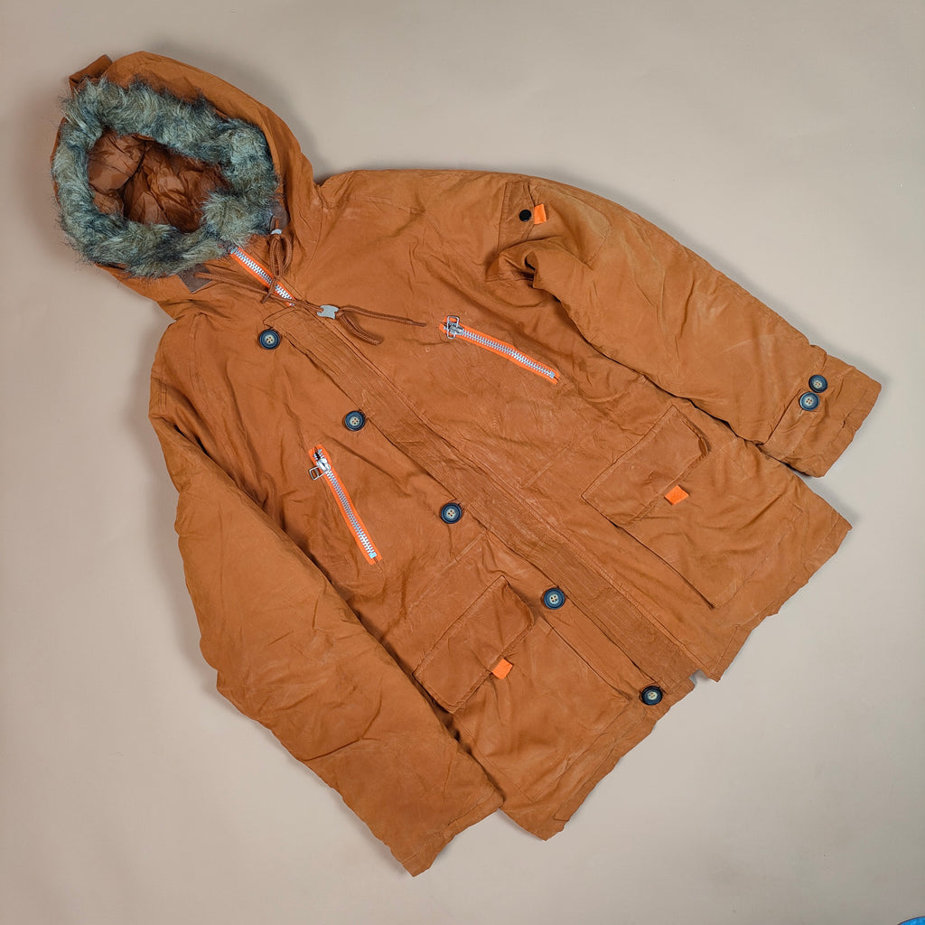 Women’s Orange Winter Parka Jacket ( SIZE-M )