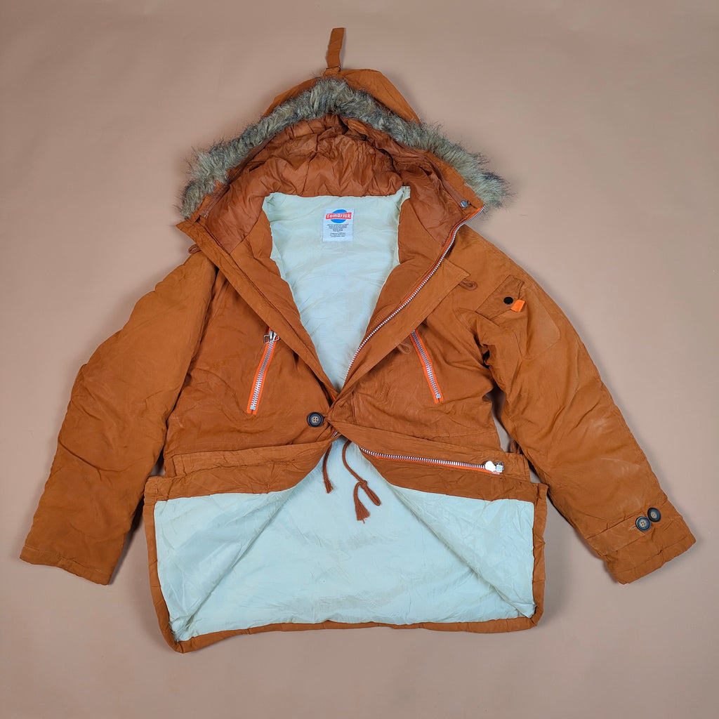 Women’s Orange Winter Parka Jacket ( SIZE-M )