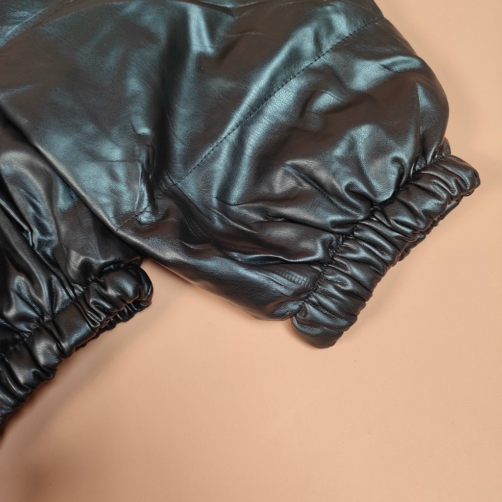 Glossy Black Puffer Jacket for Men & Women ( SIZE-S)
