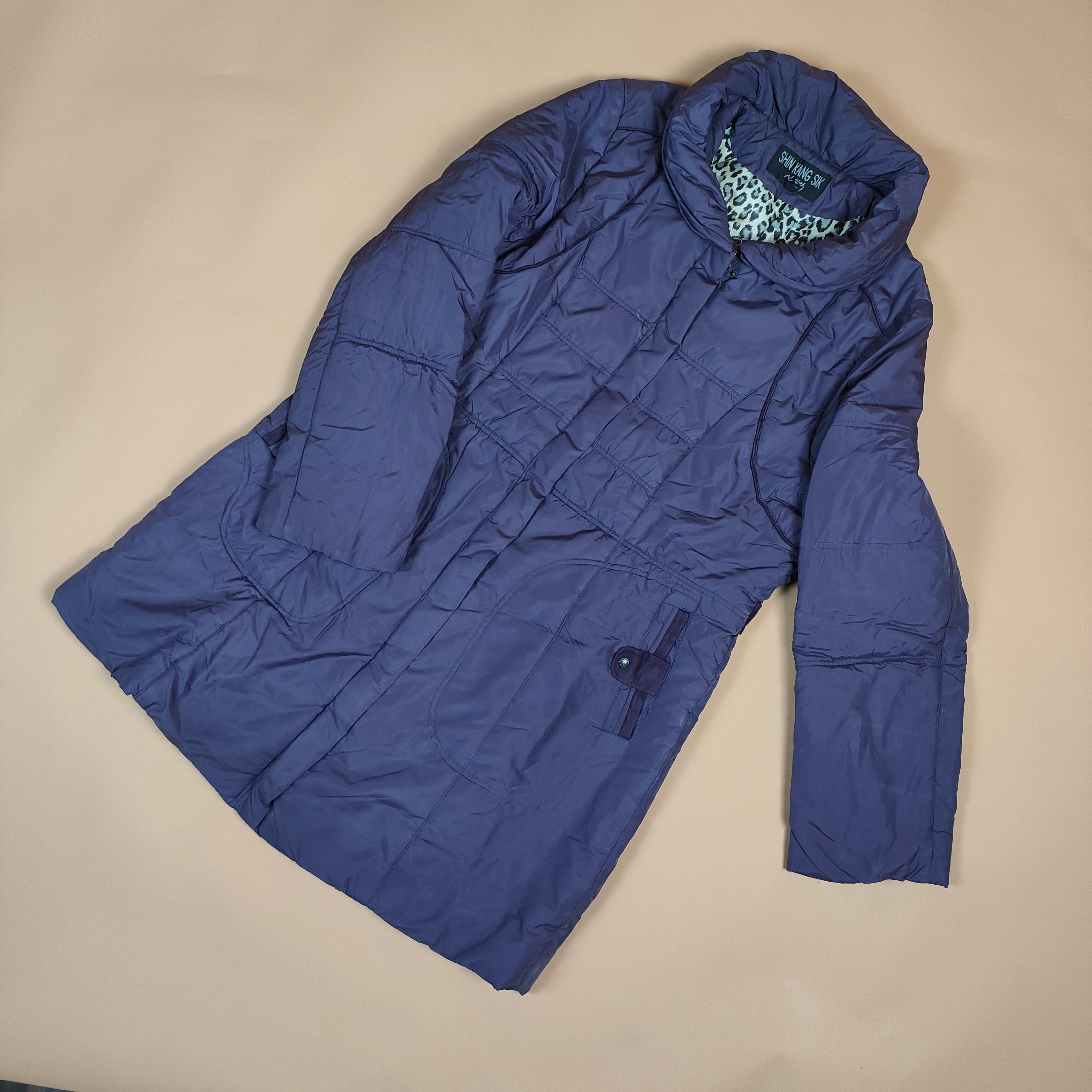 Women’s Navy Blue Long Puffer Jacket ( SIZE-S )