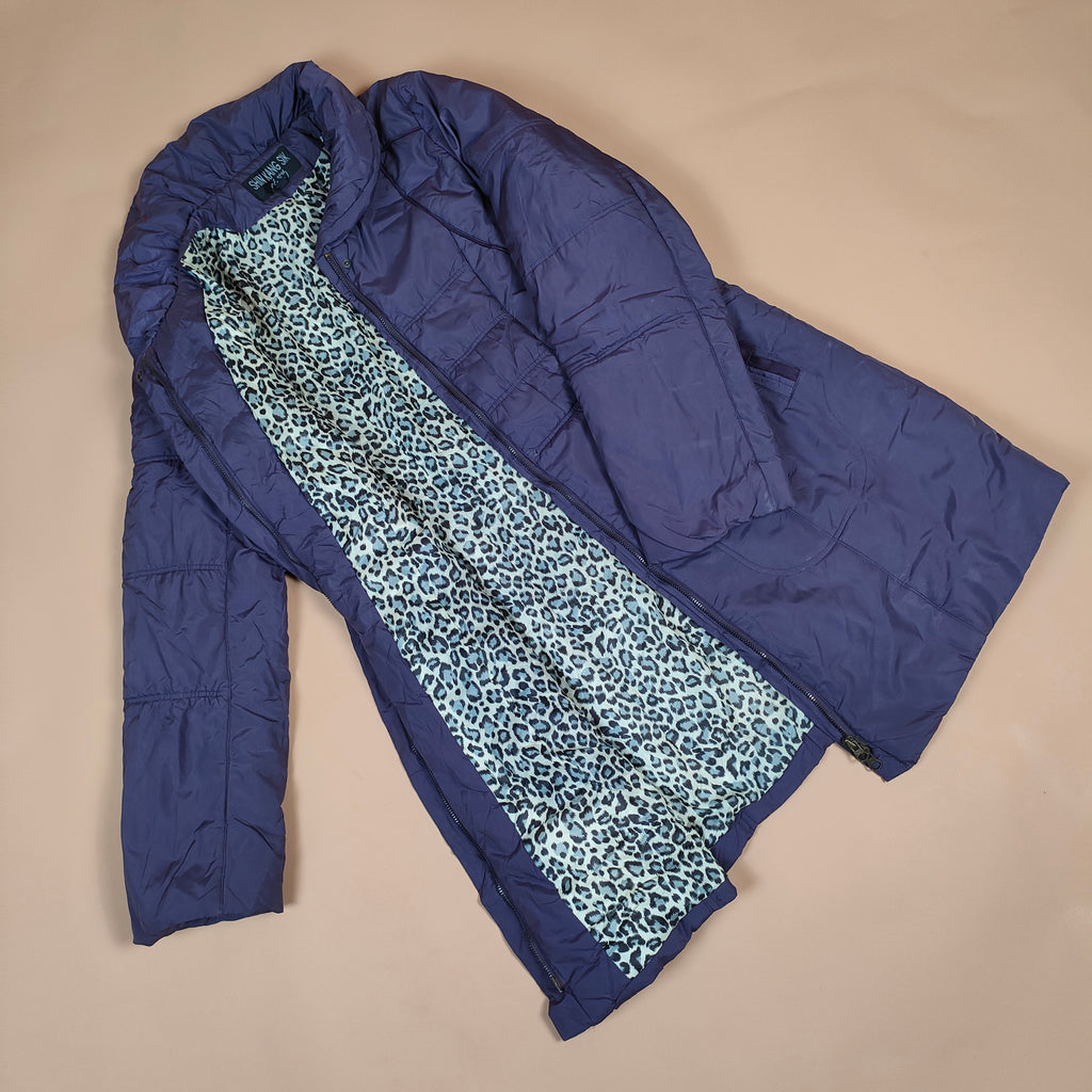 Women’s Navy Blue Long Puffer Jacket ( SIZE-S )