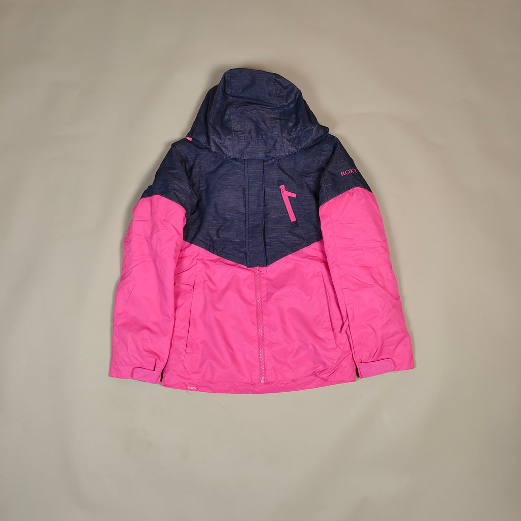 Unisex Pink Colorblock Hooded Winter Jacket ( SIZE-M )