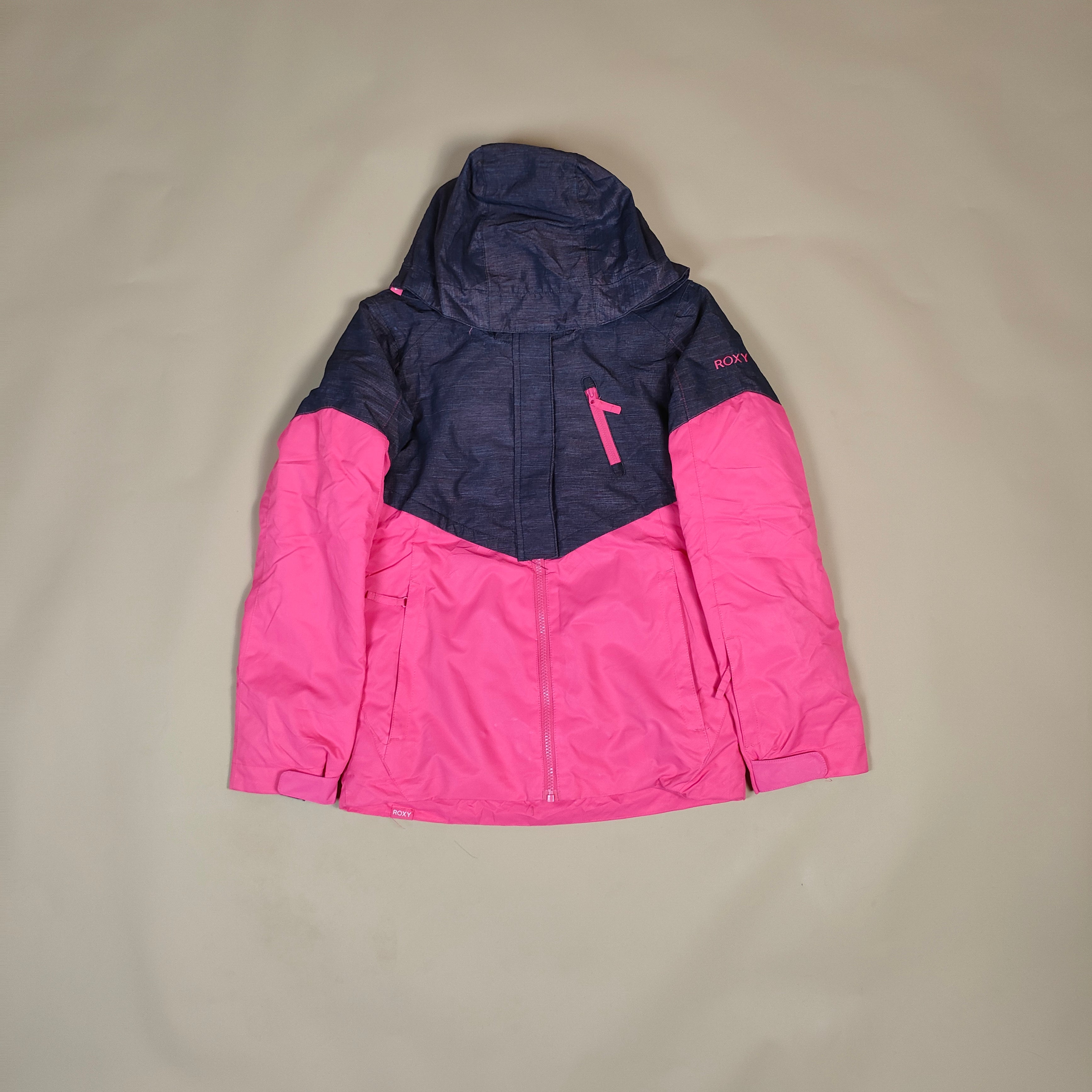 Unisex Pink Colorblock Hooded Winter Jacket ( SIZE-M )