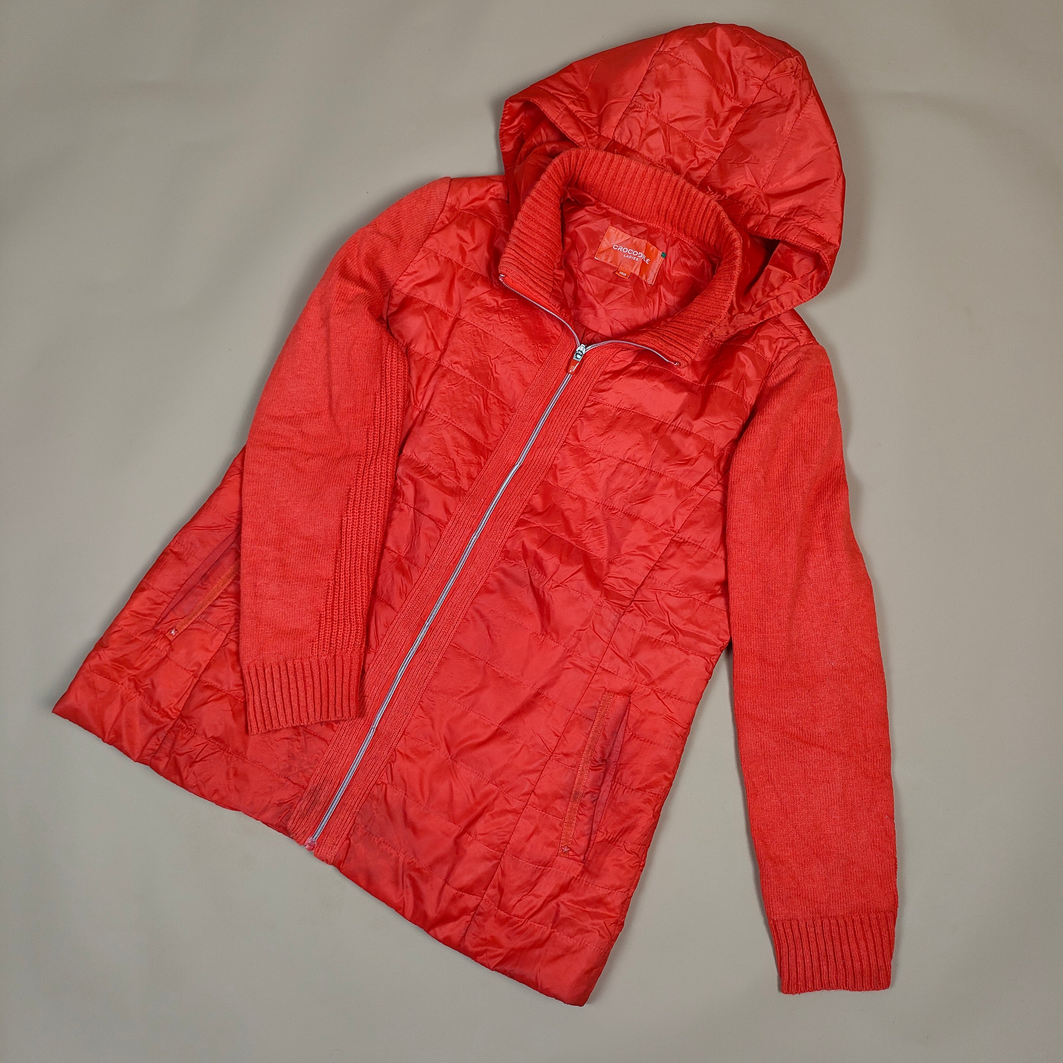 Unisex Red Quilted Knit-Sleeve Winter Jacket ( SIZE-S )