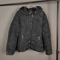 Black Quilted Hooded Puffer Jacket ( SIZE-M )