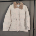 Women’s Cream Puffer Jacket with Faux Fur Collar ( SIZE-M )