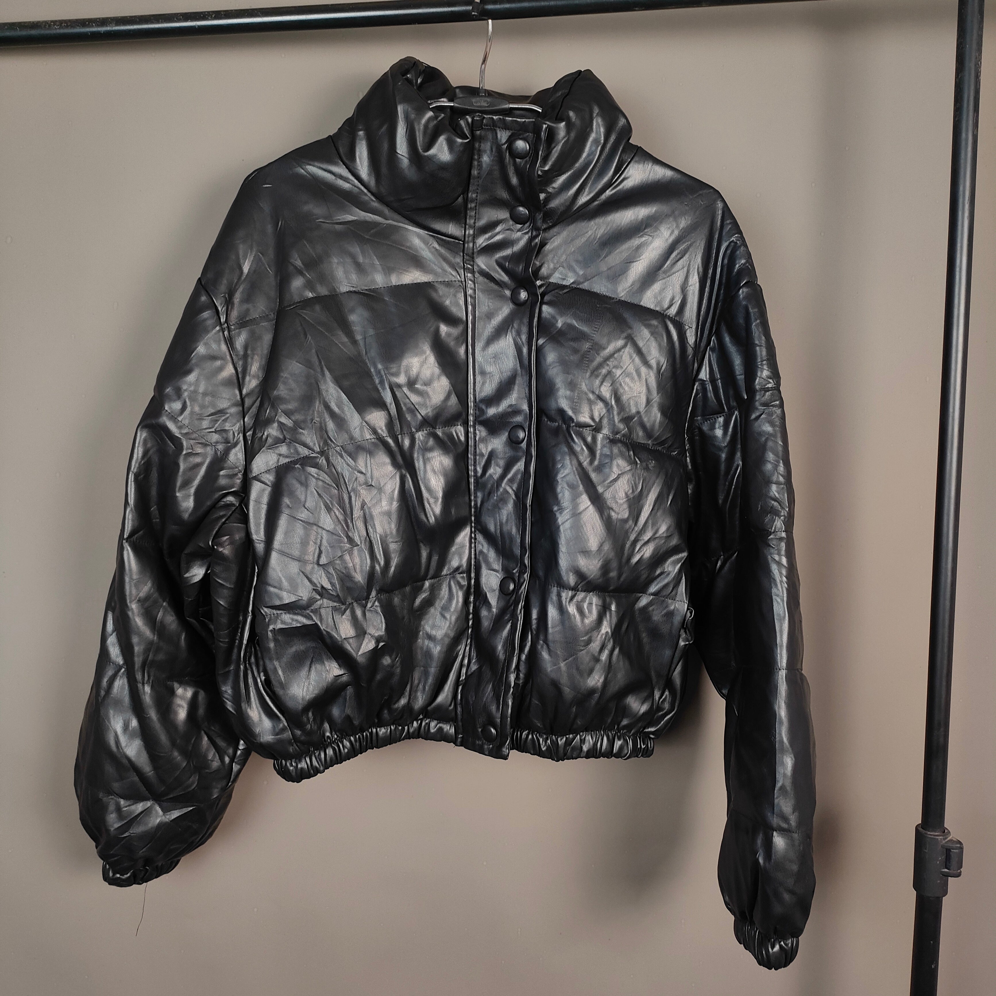 Glossy Black Puffer Jacket for Men & Women ( SIZE-S)