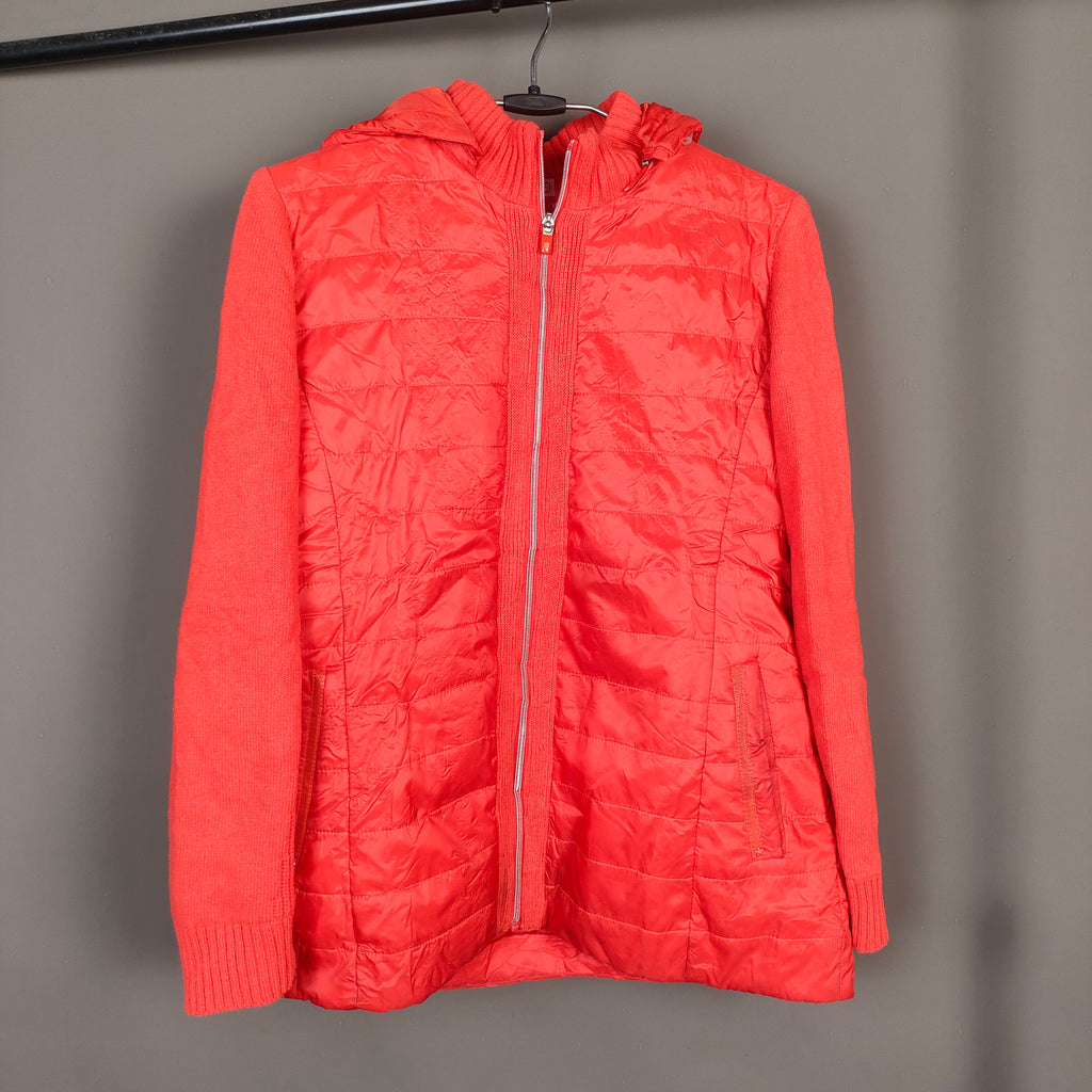 Unisex Red Quilted Knit-Sleeve Winter Jacket ( SIZE-S )