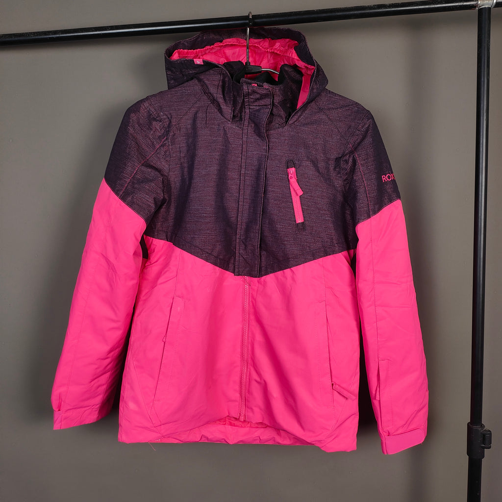 Unisex Pink Colorblock Hooded Winter Jacket ( SIZE-M )