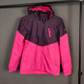 Unisex Pink Colorblock Hooded Winter Jacket ( SIZE-M )