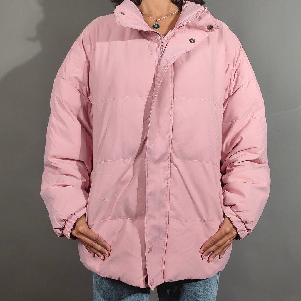 Women’s Light Pink Puffer Winter Jacket ( SIZE-M )