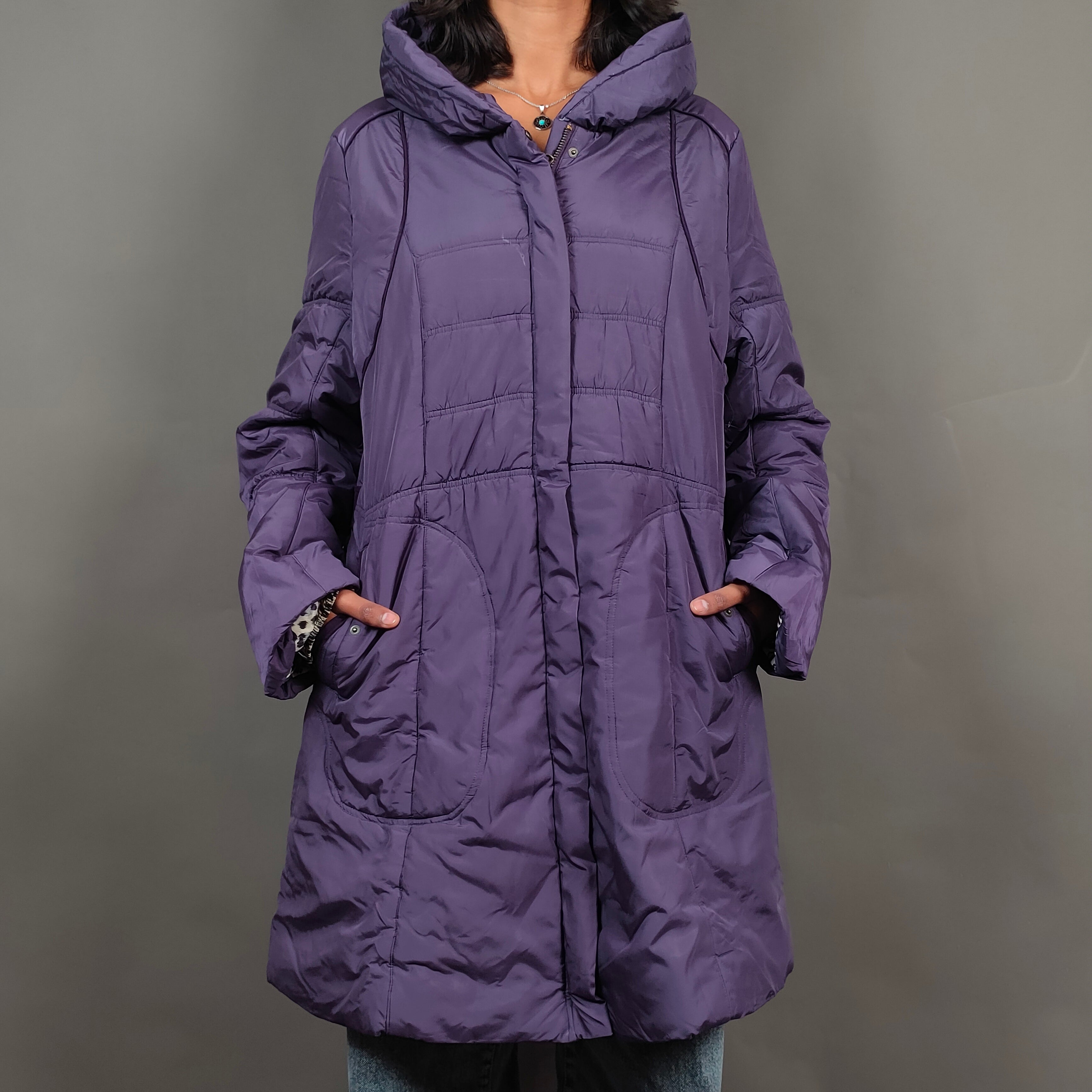 Long Hooded Padded Winter Jacket ( SIZE-L )