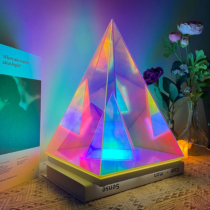 3D Art Pyramid Night lamp Colorful Table lamp Acrylic Light Bedside Table Desk lamp for Bedroom Decorative