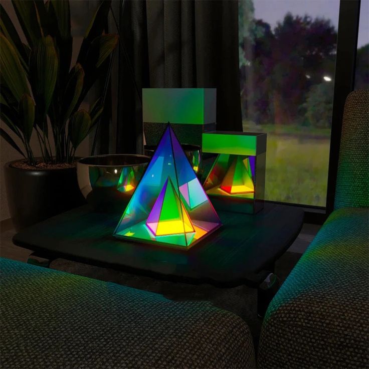 3D Art Pyramid Night lamp Colorful Table lamp Acrylic Light Bedside Table Desk lamp for Bedroom Decorative