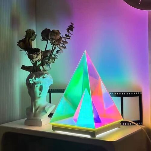 3D Art Pyramid Night lamp Colorful Table lamp Acrylic Light Bedside Table Desk lamp for Bedroom Decorative