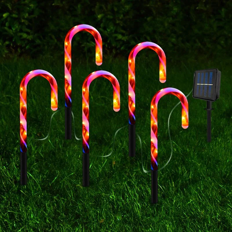 Solar Christmas Candy Cane Light