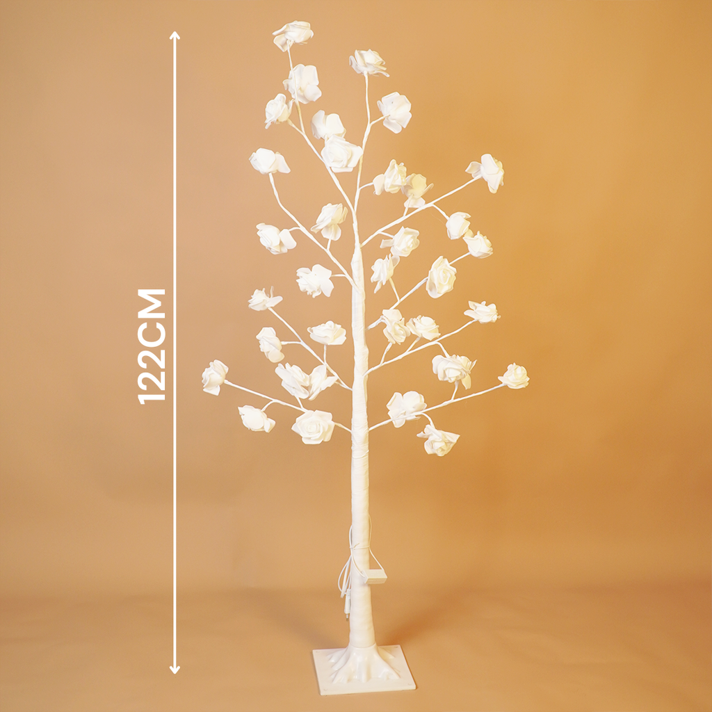White LED Rose Blossom Tree Light – Decorative Flower Lamp