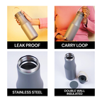 Premium Matte Finish Insulated Water Bottle with Carry Handle